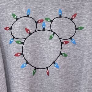 Disney Mickey Mouse Christmas Women's Large Sweatshirt Crew Neck Gray Lights